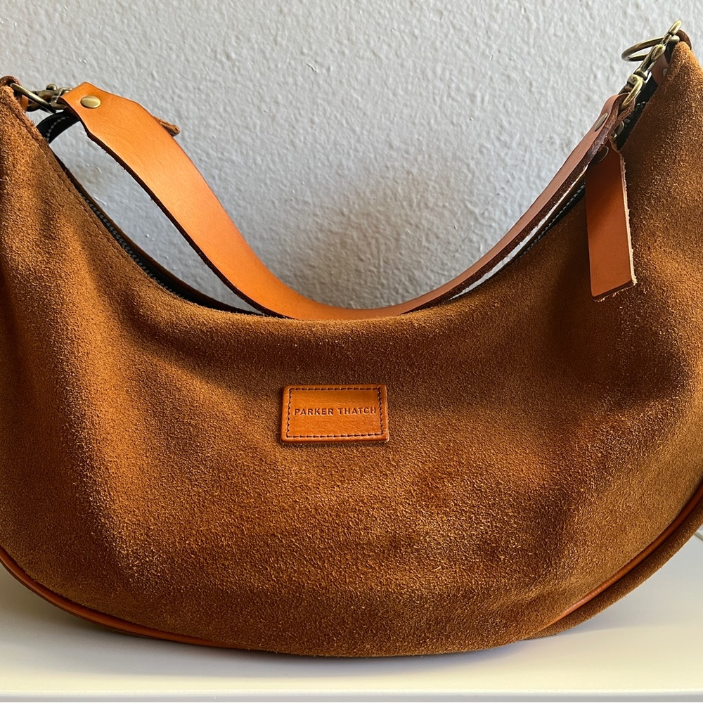 Parker Thatch Luna Suede Caramel bag